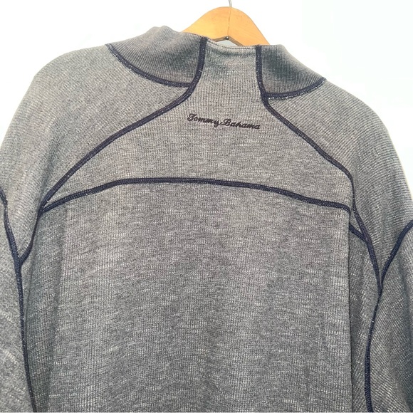 Tommy Bahama Reversible 2XL Men Knit Sweater 1/4 Zip Gray Black Heavy LS Shirt - Picture 9 of 11
